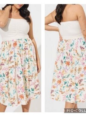 Torrid Midi Jersey Challis Sweetheart Tube Dress